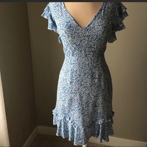Floral blue dress with tie back